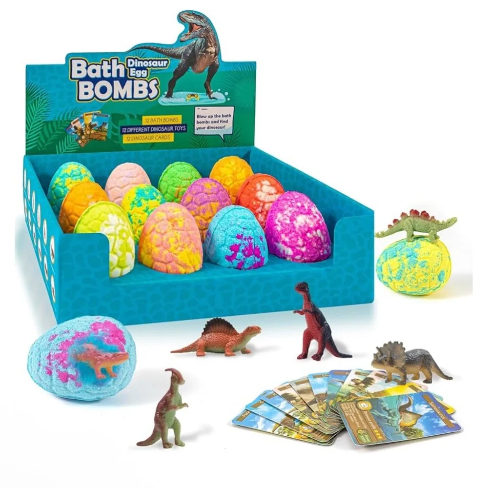 New in Box 12pc kids bath bomb dinosaur set